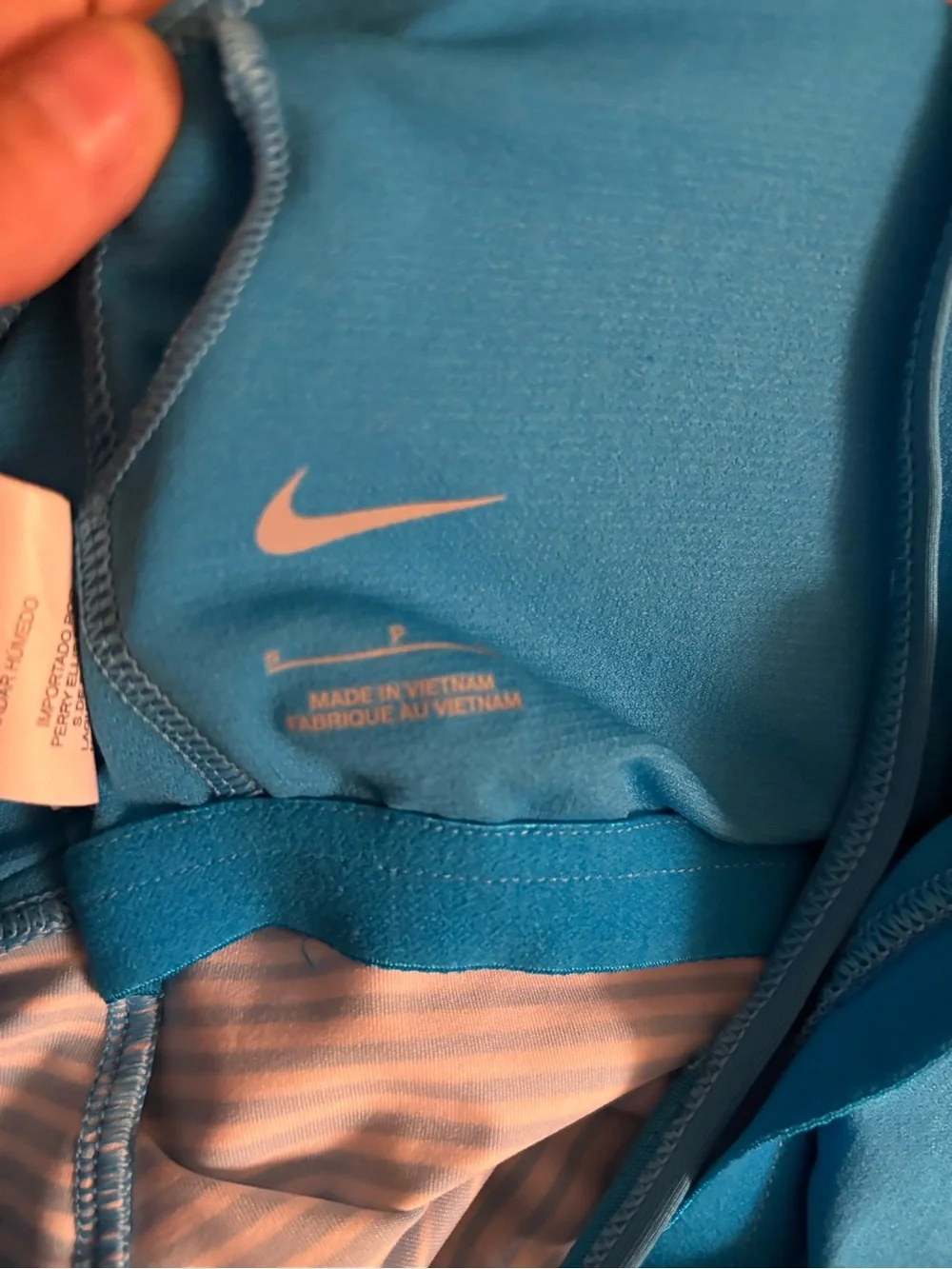 Women’s NWT NIKE Blue Striped Tankini Racer back Top W/Built-In Bra Size Small